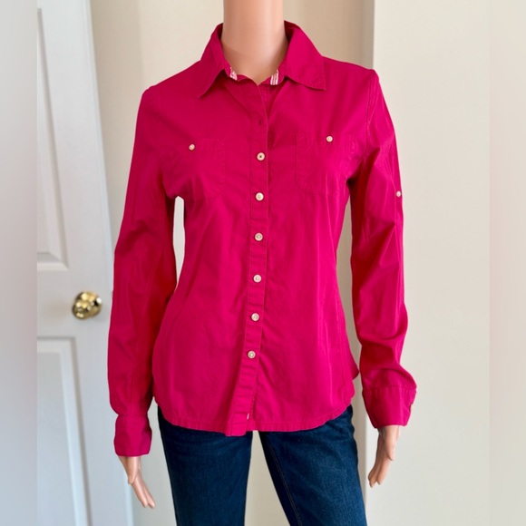 Vintage 90s Y2K Converse Women’s One Star Hot Pink Button-Up Shirt Size Medium - Picture 1 of 10